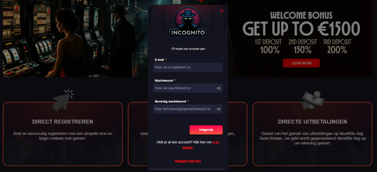 incognitocasino registratie